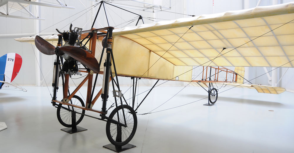 Louis-Bleriot aircraft exhibit inside the U.S. Army Aviation Museum.